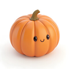 Obraz premium Adorable pumpkin with a cute face, perfect for autumn and Halloween celebrations. Minimal 3D icon render.