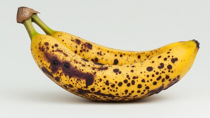 Two spotted bananas on a white background