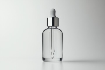 Minimalistic design showcases transparent dropper bottle with cl