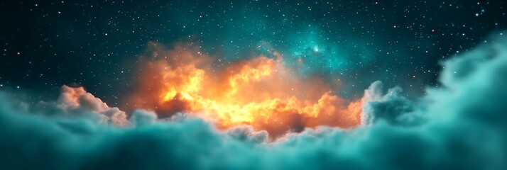 a bright orange and blue cloud in the sky