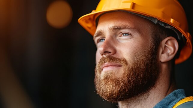 A man with a beard and a yellow hard hat