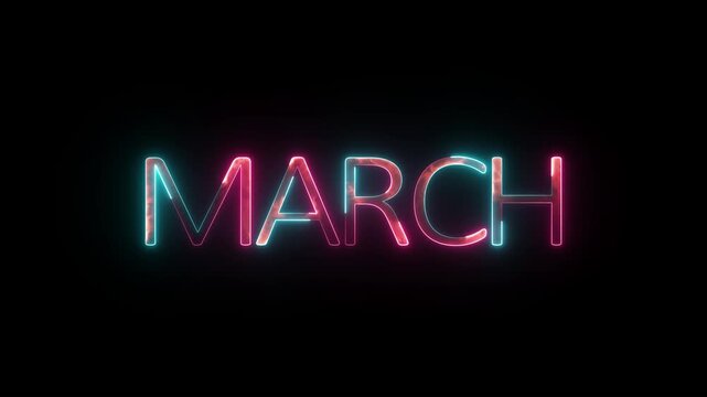 March. Hand drawn lettering word March Month March.