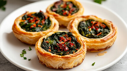 Delicious spinach and sun dried tomato tartlets appetizer recipe food photography eat red puff herb