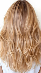 Naklejka premium Blonde wavy hair, back view, studio shot