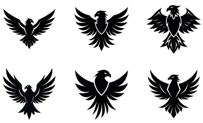 Powerful Falcon Silhouettes, Ideal for Logos or Graphics