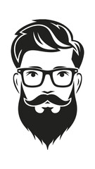 Hipster Bearded Man Vector Illustration