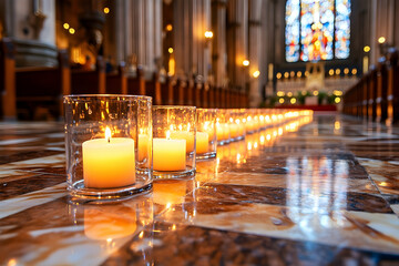 Cathedral aisle candlelight memorial service