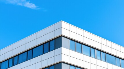 Fototapeta premium Modern Office Building Corner, Blue Sky