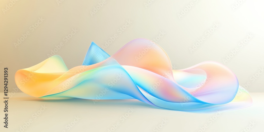 Poster abstract fluid gradient wavy pattern with soft pastel colors and smooth flowing shapes