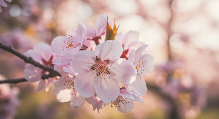 Obraz premium Delicate Cherry Blossoms on Branch