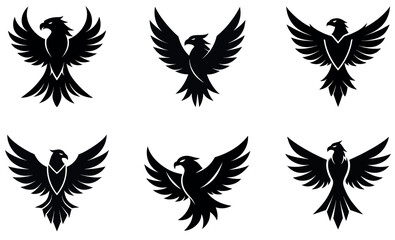 Powerful Falcon Silhouettes, Ideal for Logos or Graphics
