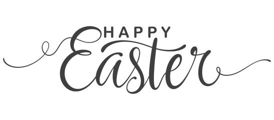 Happy easter hand lettering calligraphy isolated on white background. Vector holiday illustration element. Happy easter script calligraphy
