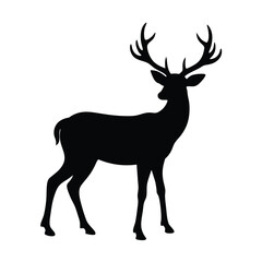 Deer Silhouette Vector Art Illustration and Minimalist Black Color Design