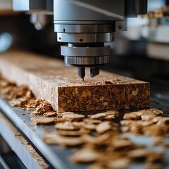 Precision Cutting Machine Shaping Wood Material in Workshop