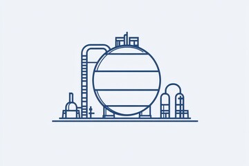 Obraz premium Modern Minimalistic Oil Storage Tank with Pipelines and Ladders