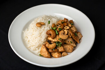 Fototapeta premium Delicious Cashew Chicken with Rice - Easy and Healthy Recipe