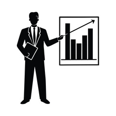 Expert consultant silhouette effectively presents key data insights with clarity