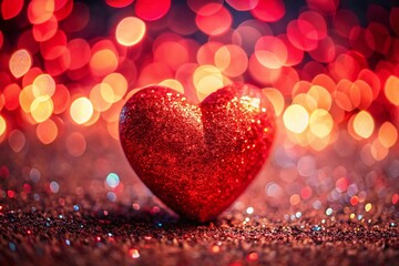 Red Glitter Heart Valentine's Day Romantic Love Portrait Photography