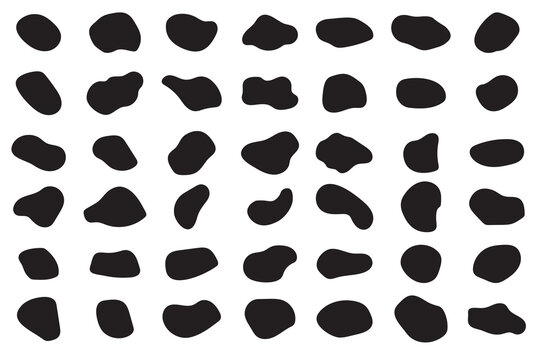 Random blob shapes silhouette icon set. Black organic shapes Isolated on a white background. Water splotches, liquid ink spots vector. vector illustration.

