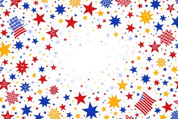 Fototapeta premium Patriotic Starburst Background Design with American Flag Motifs