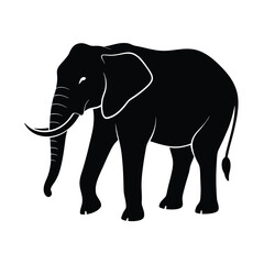 Fototapeta premium Minimalist Elephant Silhouette Vector Art and Black Color Design Illustration