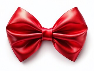 Red Silk Bow, Festive Celebration Decoration, Isolated on Background