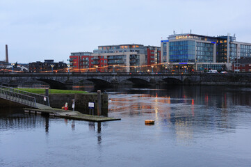 Obraz premium The city of Limerick, Ireland, by the Shannon River