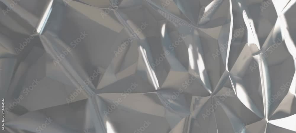 Poster shimmering metallic surface with reflective geometric patterns in continuous motion
