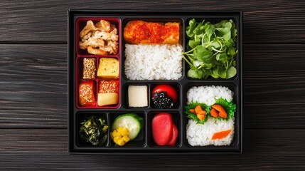 Artfully Arranged Bento Lunch Box with Fresh Ingredients and Color