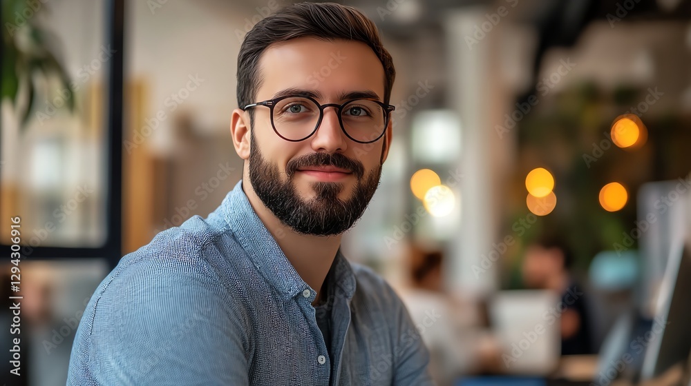 Aufkleber a crm manager tracks client satisfaction metrics his focused face showing responsibility and care