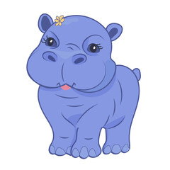 Cute hippopotamus. Vector hippo illustration for design, banners, children's books and patterns.
