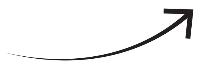  long Curve arrow icon vector . Black long up arrow icon vector . arrow pointing upward.