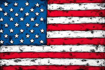 Distressed American Flag Art Print - Patriotic Design