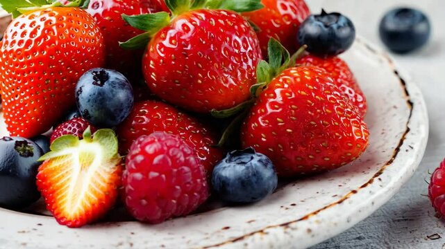 fresh strawberries and blueberries