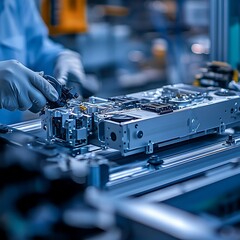 Obraz premium Precision Engineering in High-Tech Manufacturing Environment