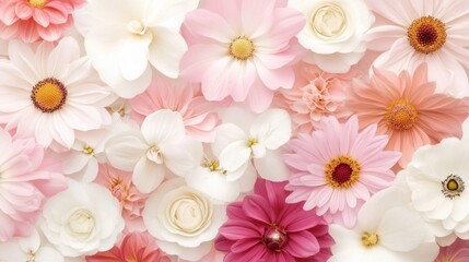 White and pink assorted flowers background