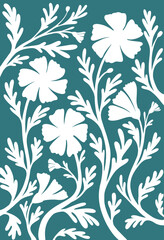 Botanical vintage poster. Floristic vector illustration. Blue flower composition