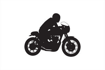 Fototapeta premium Silhouette of a Person Riding a Classic Motorcycle