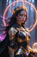Arcane Sorceress Queen – Fantasy Warrior with Magical Aura