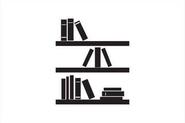 Clean Bookshelf Silhouette Graphic Bookshelf with Books Vector Art