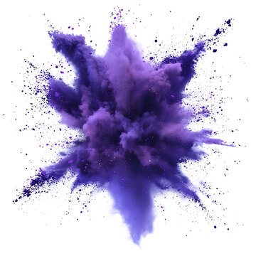 purple smoke powder explotion isolated white and transparent background