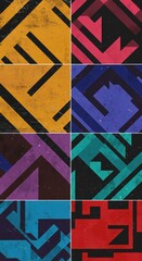 Fototapeta premium Geometric abstract art collection: bold colors and dynamic patterns