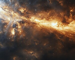 Naklejka premium A luminous galaxy depicted with celestial clouds and starlight