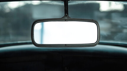 Blank White Rear View Mirror in Car