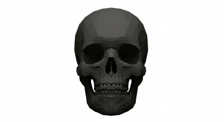 Fototapeta premium Geometric black skull on white background for artistic and modern design