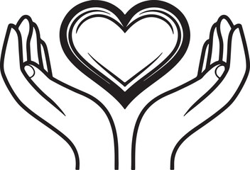Obraz premium Heart in two hands editable flat stroke line art icon. Outline of good health and wellness. Vector illustration on a white background.