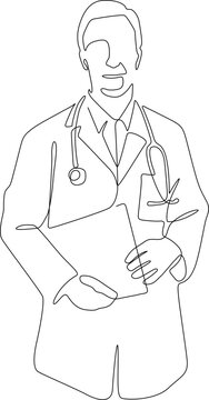 doctor line art holding clipboard clip art preview