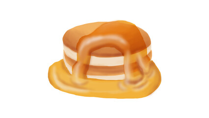 A Cartoon Illustration of Pancakes With Honey
