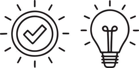 Idea editable flat stroke line art icon set, Outline of bright idea, success, light and more. Vector illustration on a white background.