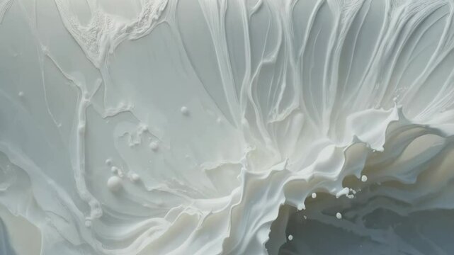 Captivating milky waves create a mesmerising dance of white foam under the soft morning light. A storm in a glass of milk.